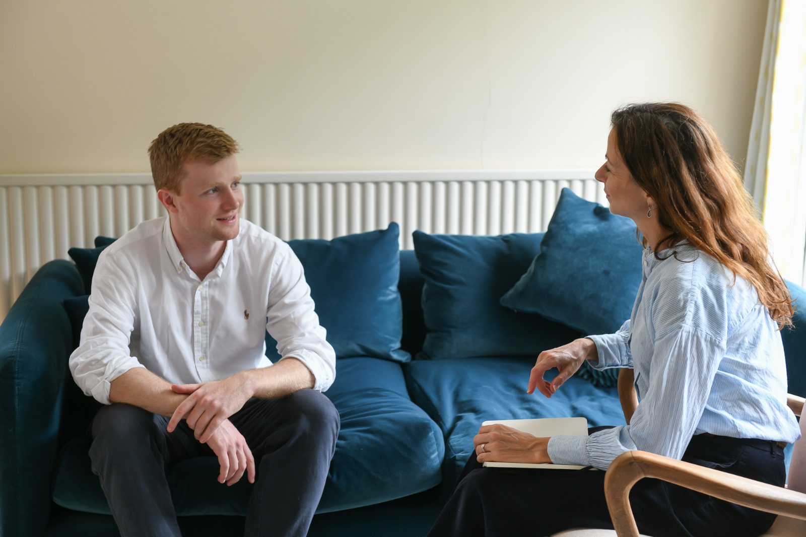 Nicola, the speech therapist, working with a patient in a therapy session